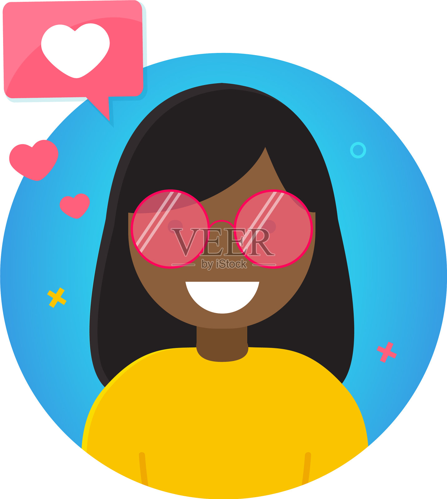 博客概念偶像流行年轻非洲女孩插画图片素材