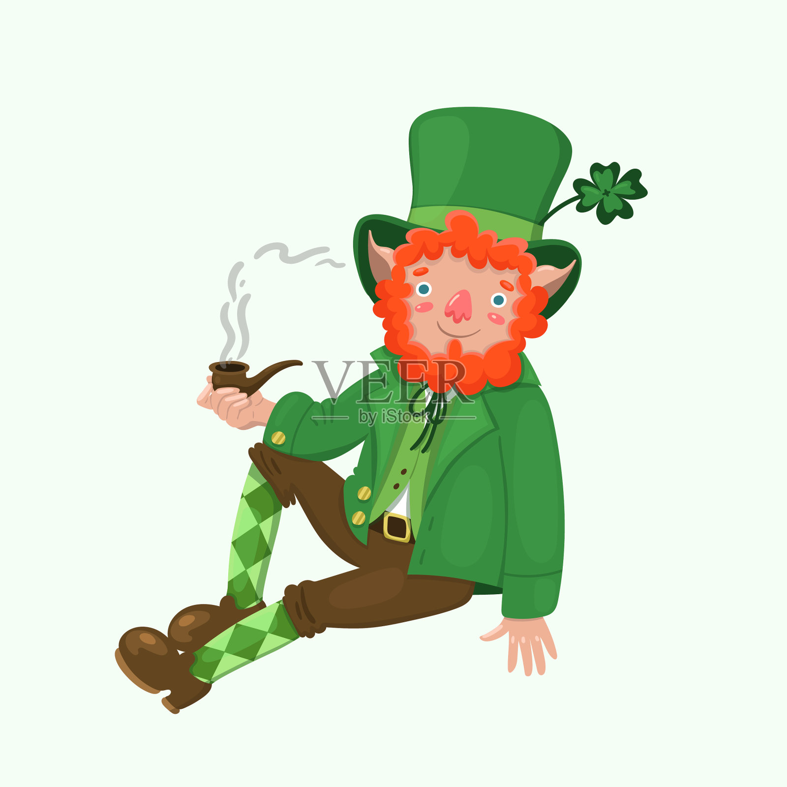 小精灵用一根管子隔离在一个白色的插画图片素材