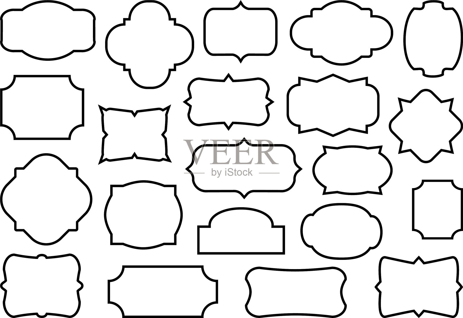 复古框架不同形状的装饰徽章插画图片素材