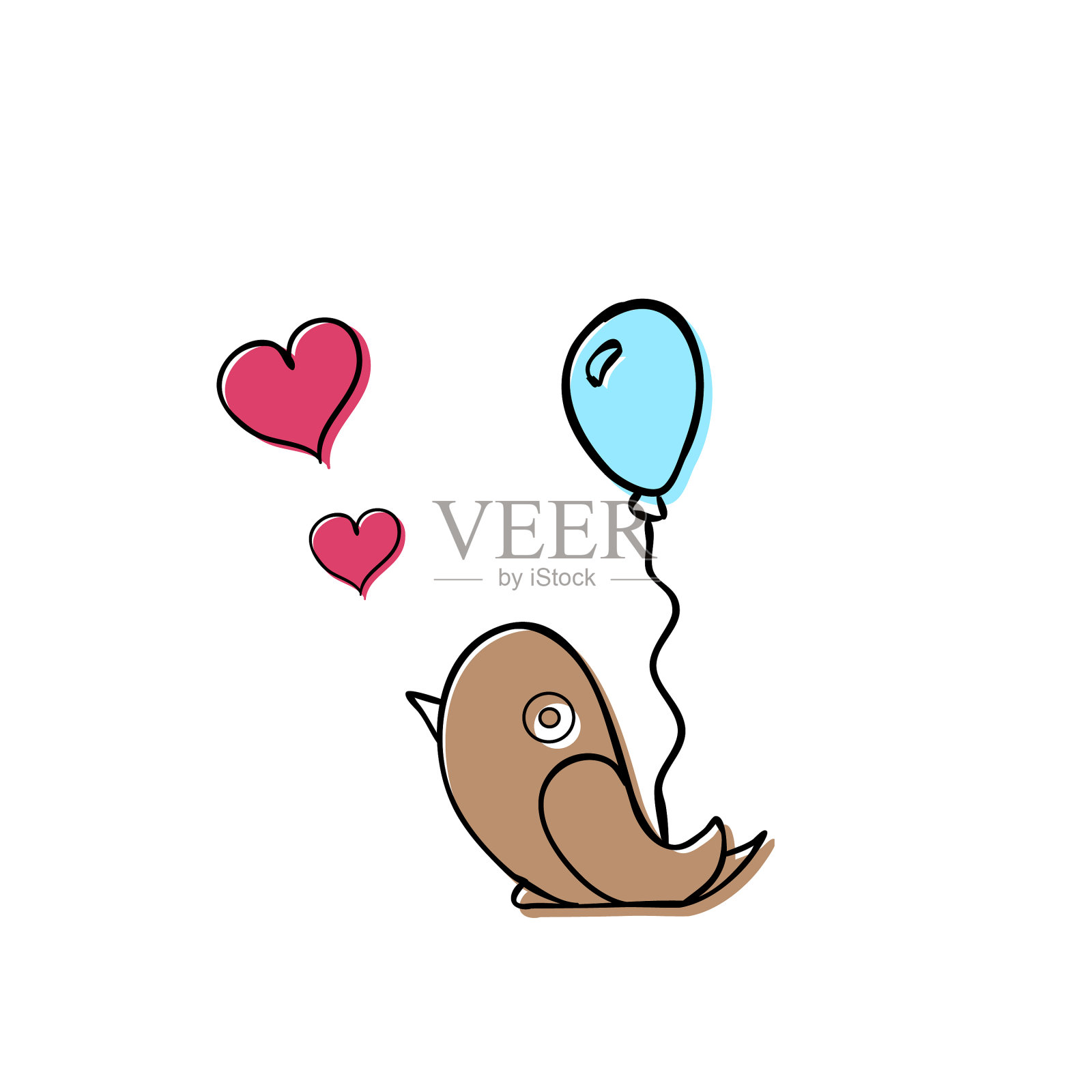 可爱的涂鸦风格的鸟设计元素图片