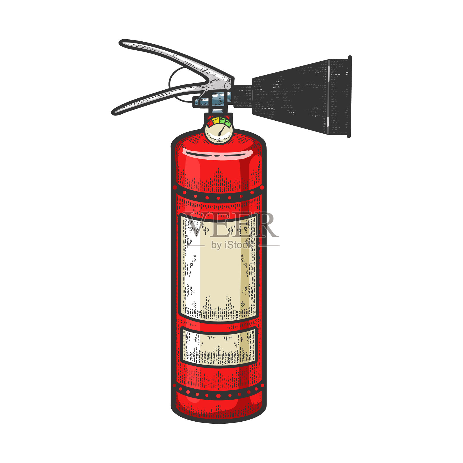 灭火器素描雕刻设计元素图片