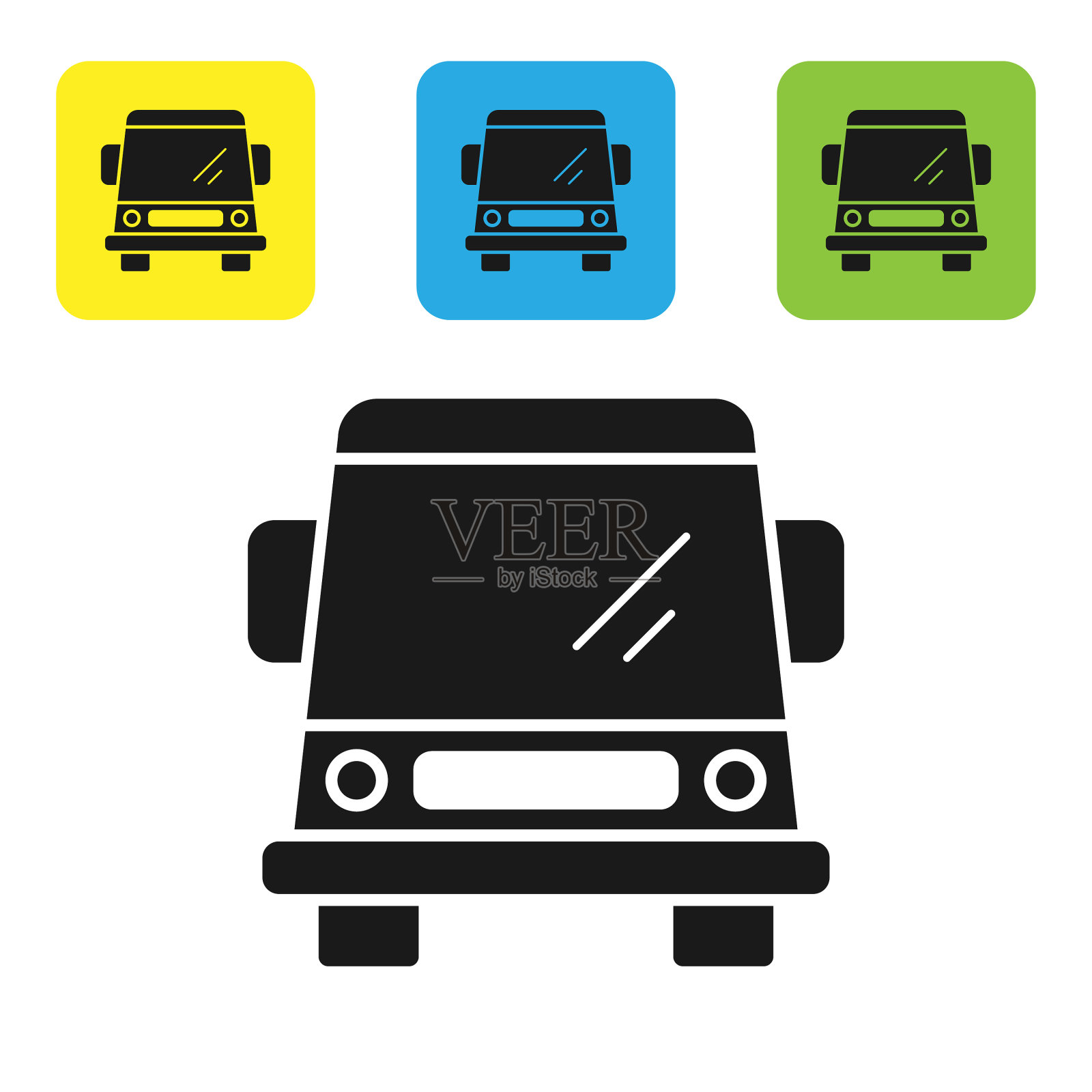 黑色汽车图标孤立在白色背景前面插画图片素材