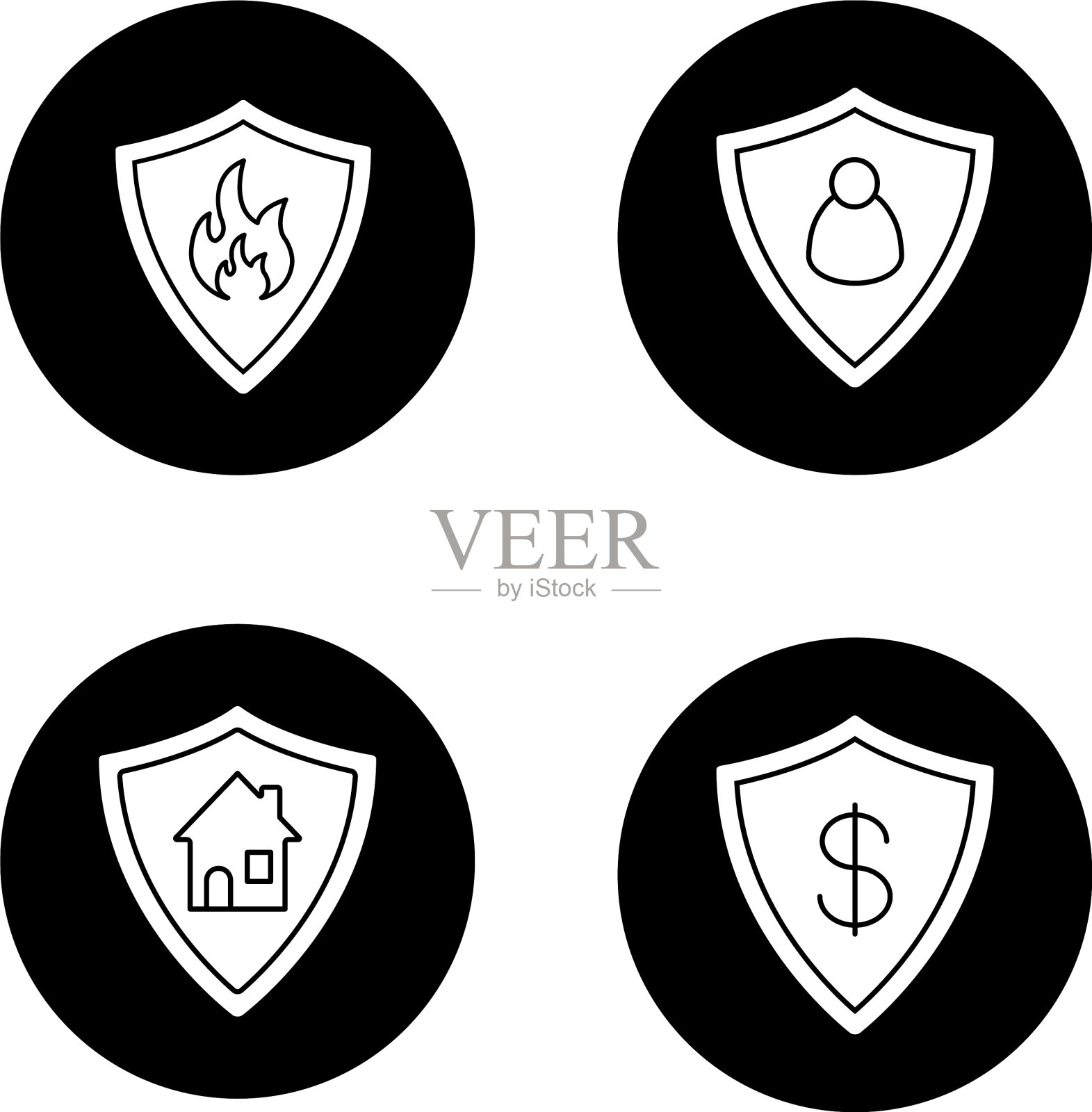 保护盾牌图标组图标素材