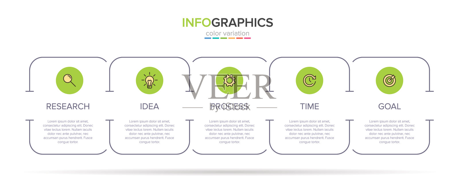 信息图形设计与图标和5个选项或插画图片素材