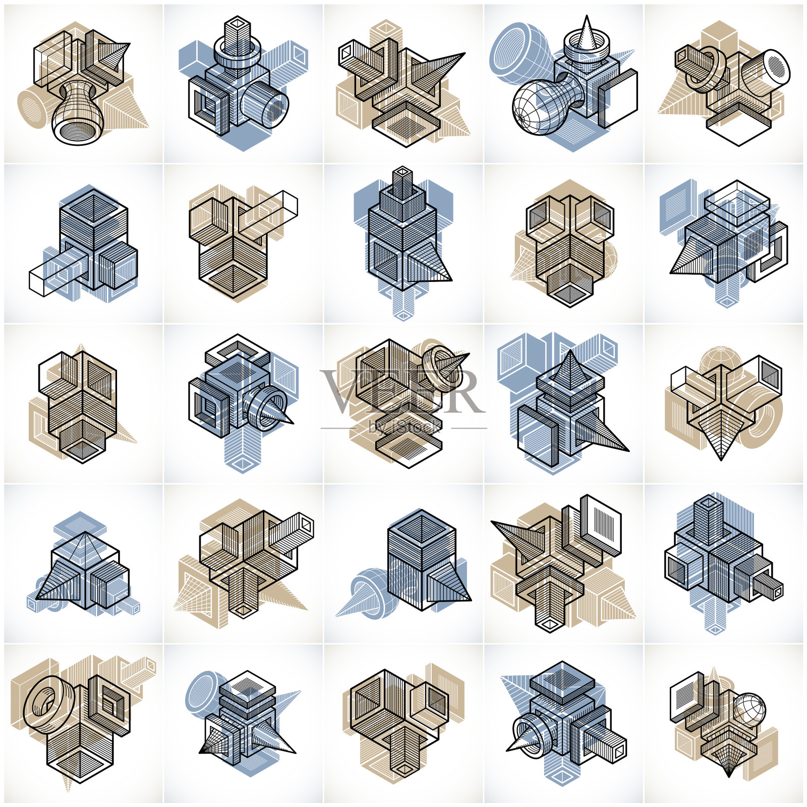 3d设计设置抽象的形状插画图片素材