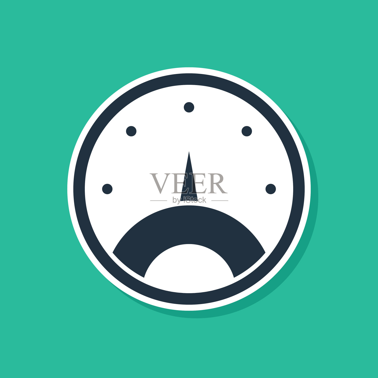 蓝色速度计图标孤立在绿色背景上插画图片素材