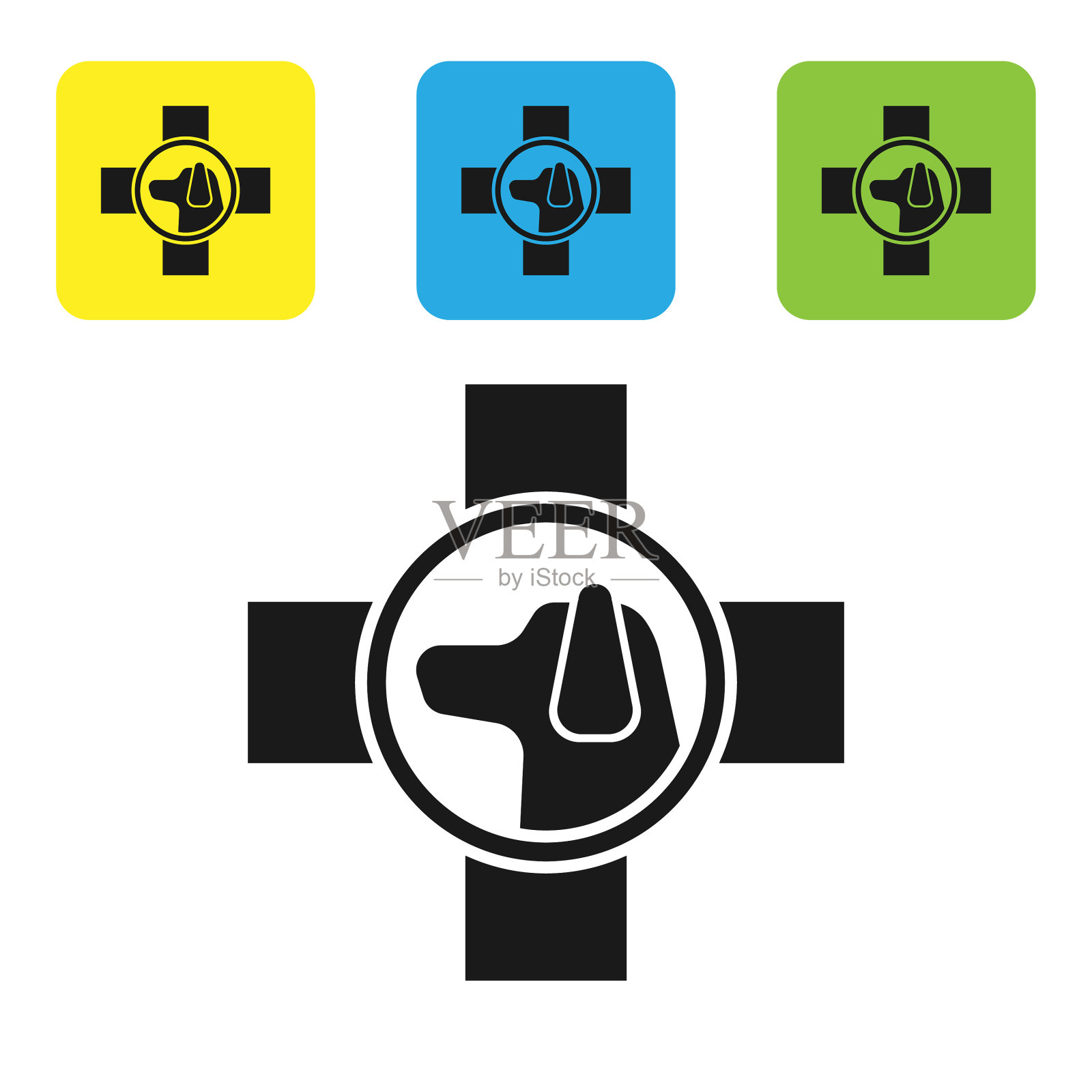黑色兽医诊所标志图标孤立上图标素材