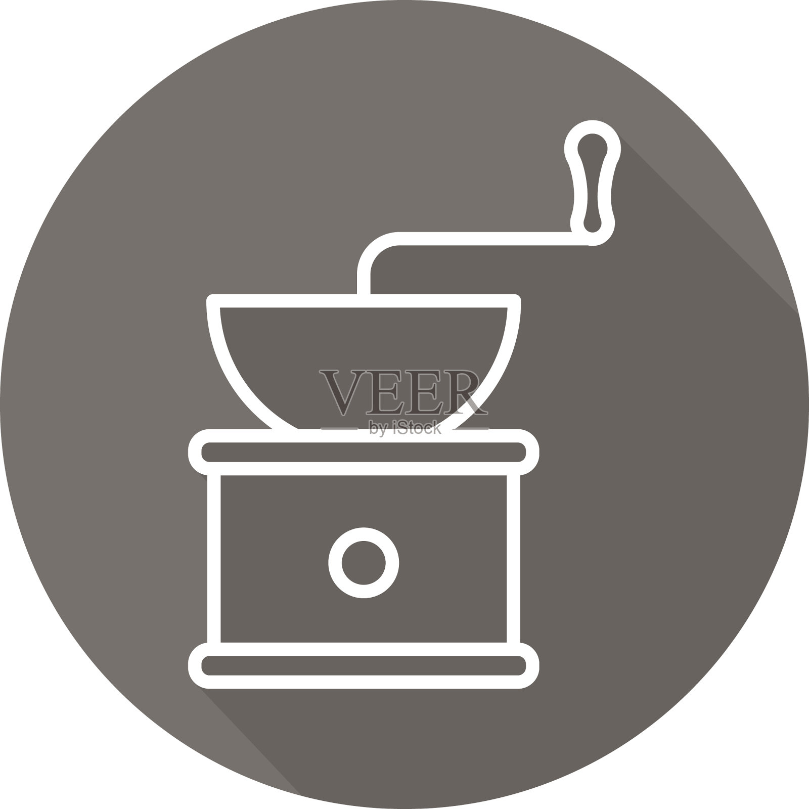 咖啡研磨机平面线性长阴影图标设计元素图片