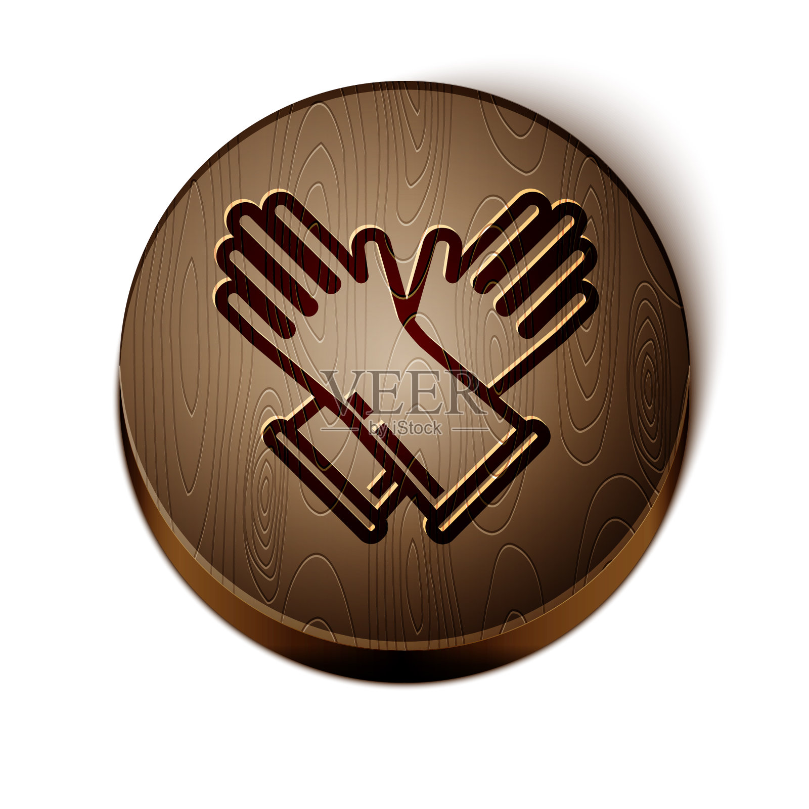 棕色线橡胶手套图标孤立在白色插画图片素材