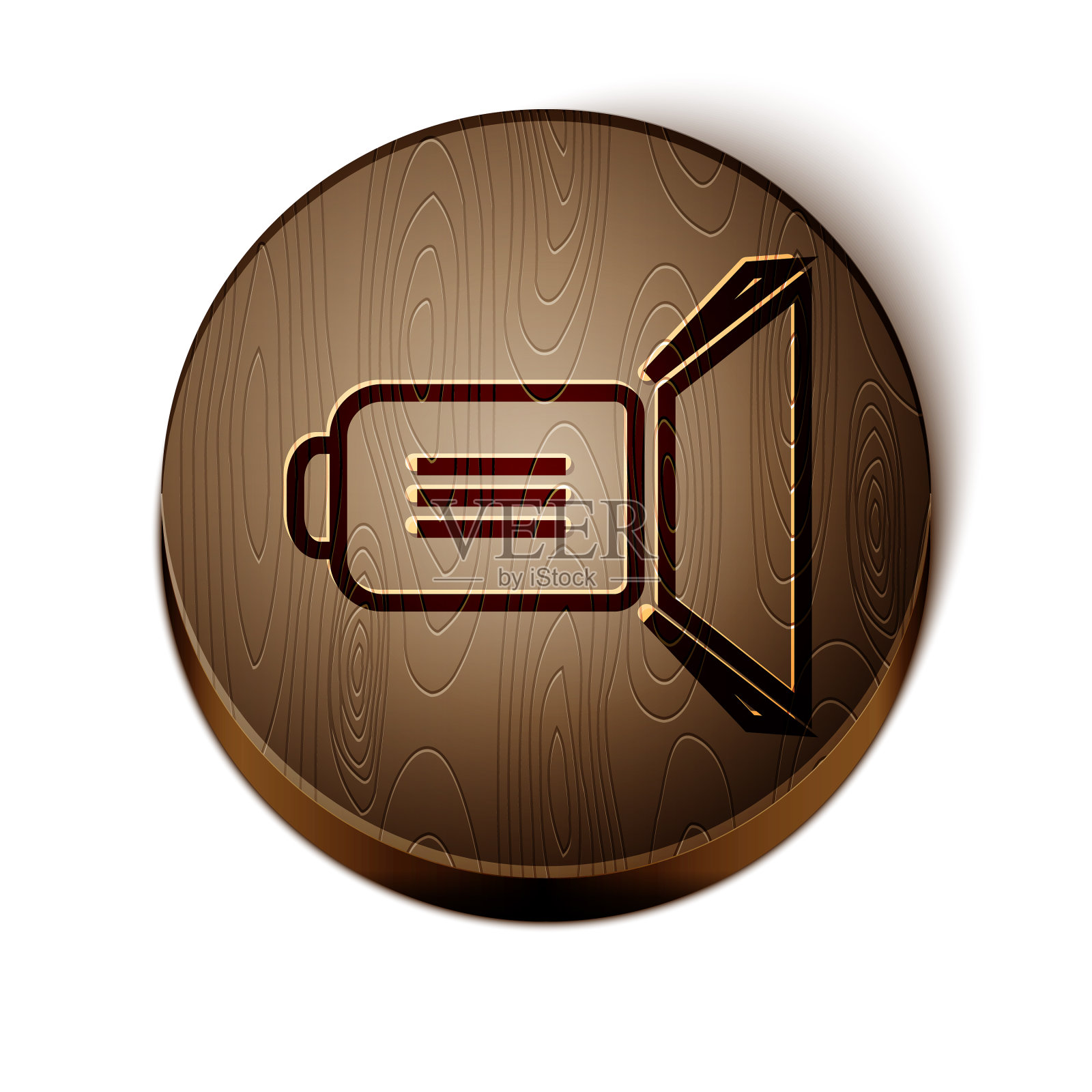 棕色线电影聚光灯图标孤立在白色图标素材