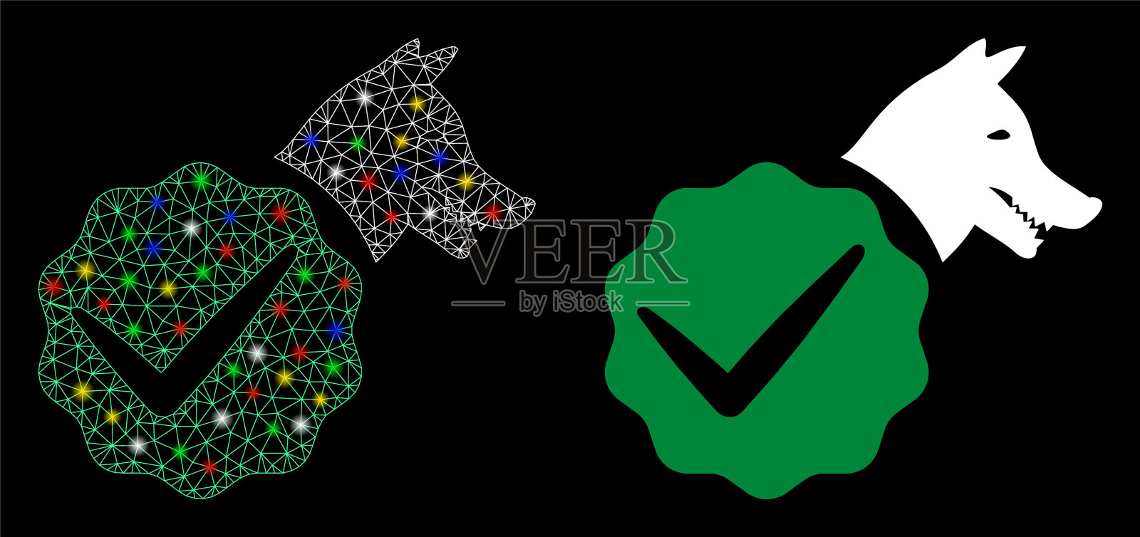 闪光网钢丝架只用于狗的图标插画图片素材