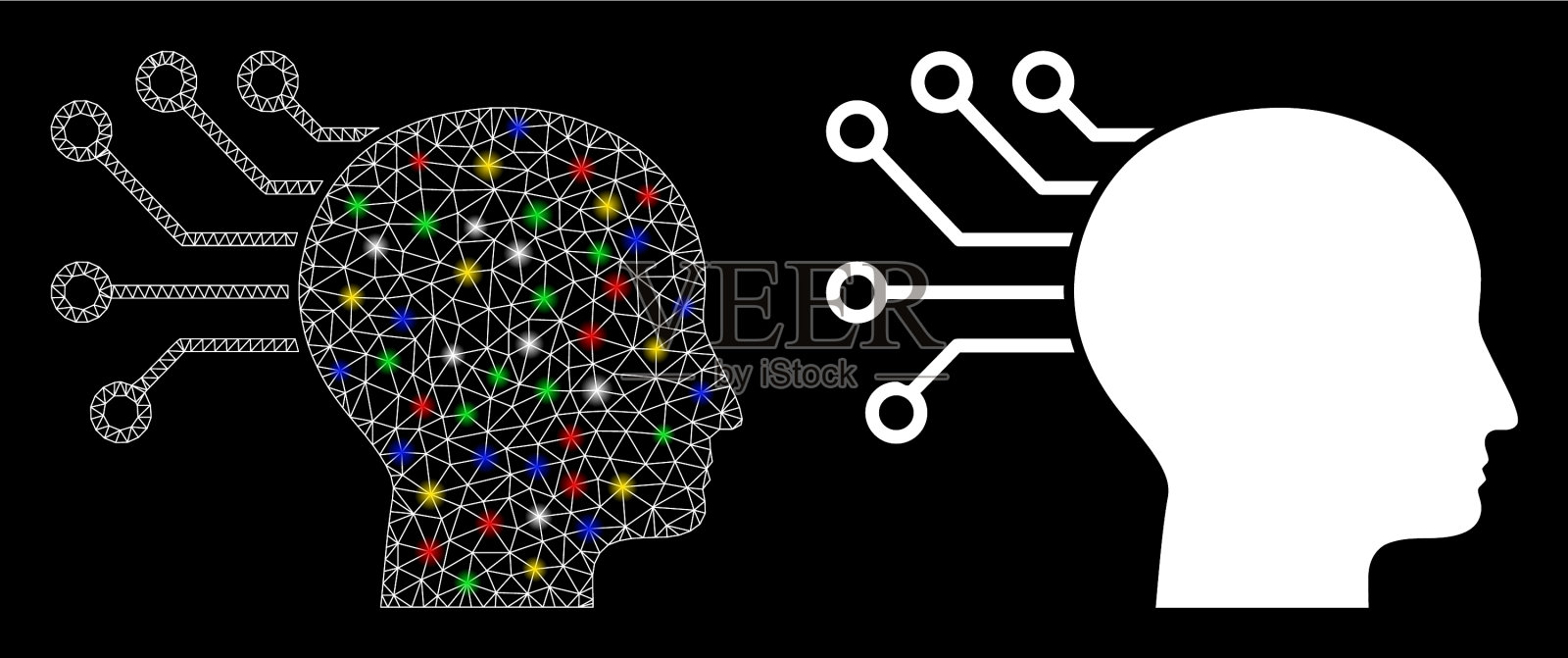 闪光网格2d神经界面图标插画图片素材