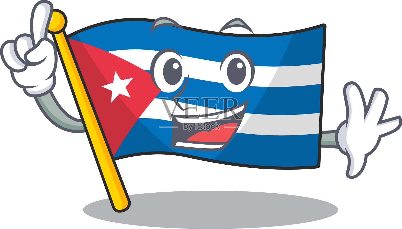 一个手指旗古巴卷轴在吉祥物卡通插画图片素材