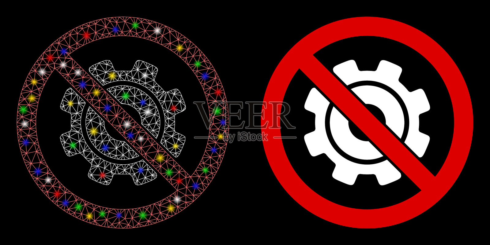 耀斑网网无齿轮图标与耀斑插画图片素材