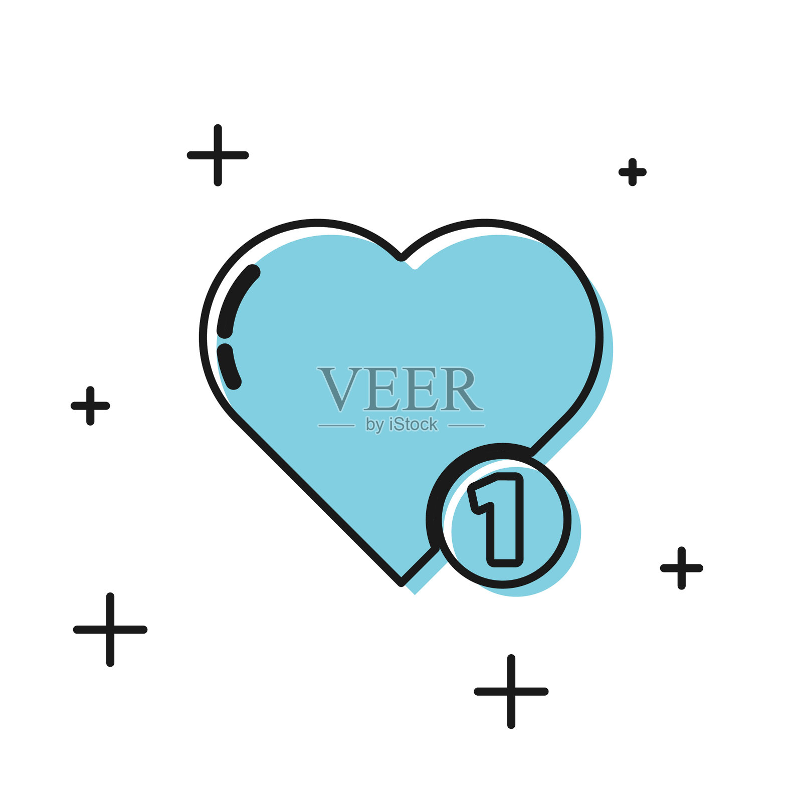 黑色像和心图标孤立在白色插画图片素材