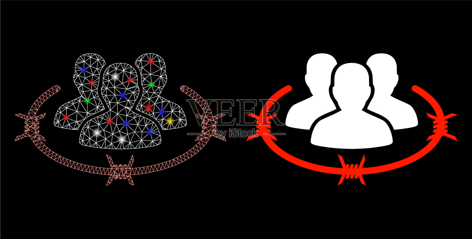 发光的网格2d集中营图标与flash插画图片素材