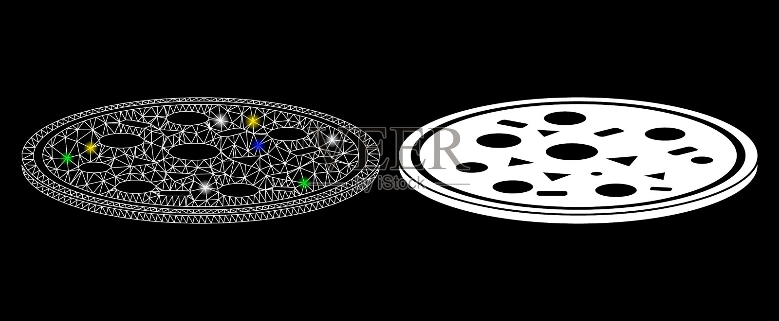 耀斑网披萨网带耀斑的图标插画图片素材
