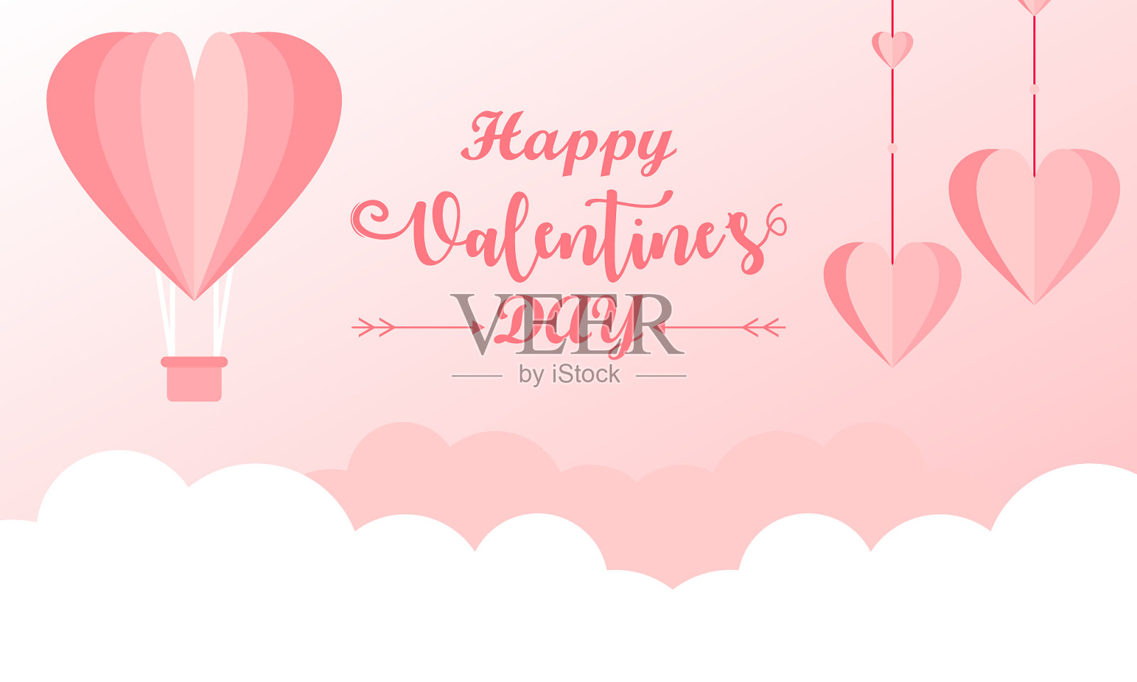 情人节快乐的卡片模板与心插画图片素材