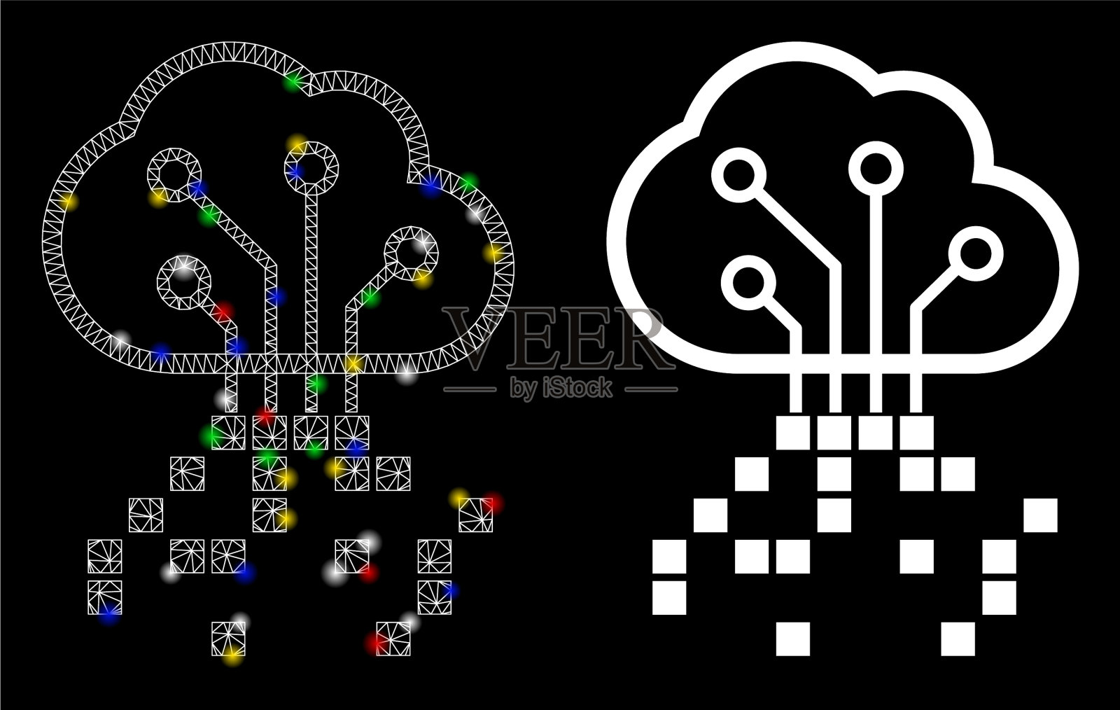 耀斑网格2d数字云图标耀斑点插画图片素材