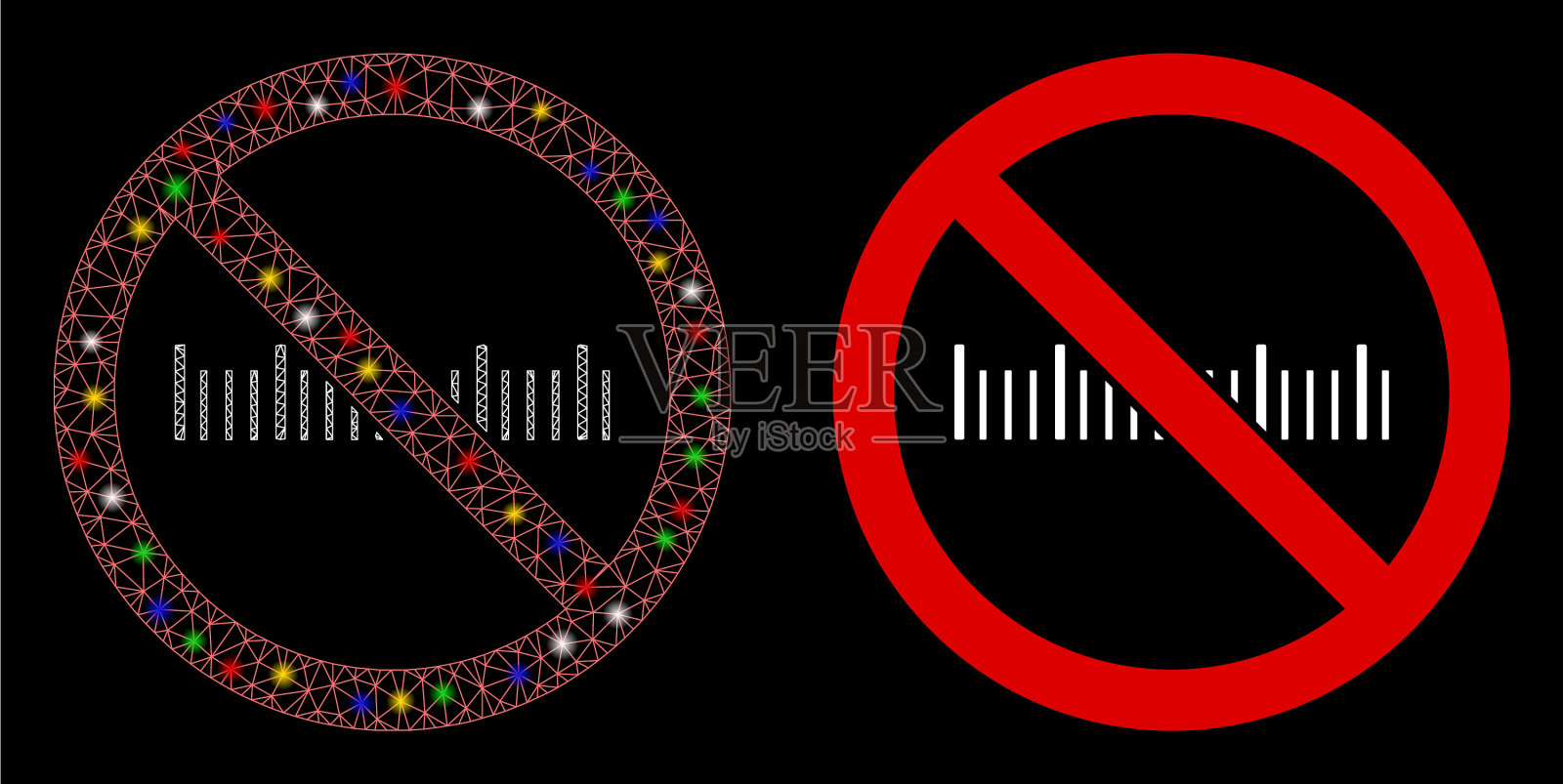 发光的网格2d没有测量图标与光点插画图片素材