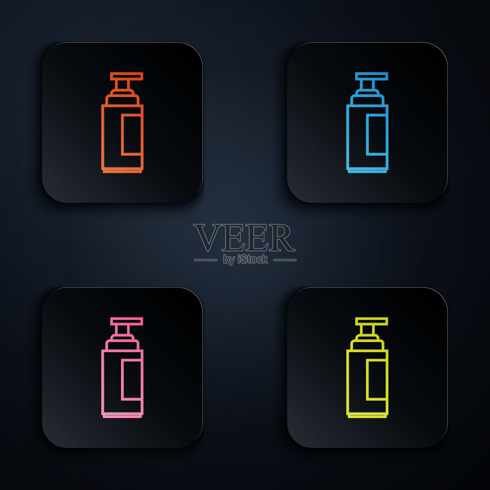 彩色霓虹线膏霜或化妆品管图标乳液图标素材