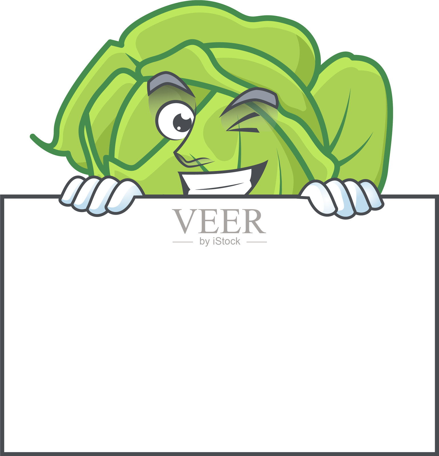 咧嘴笑白菜卡通人物风格隐藏插画图片素材