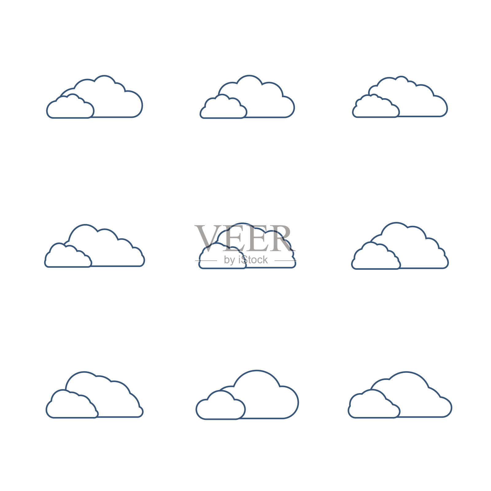 图标设置在线条风格的云图标素材