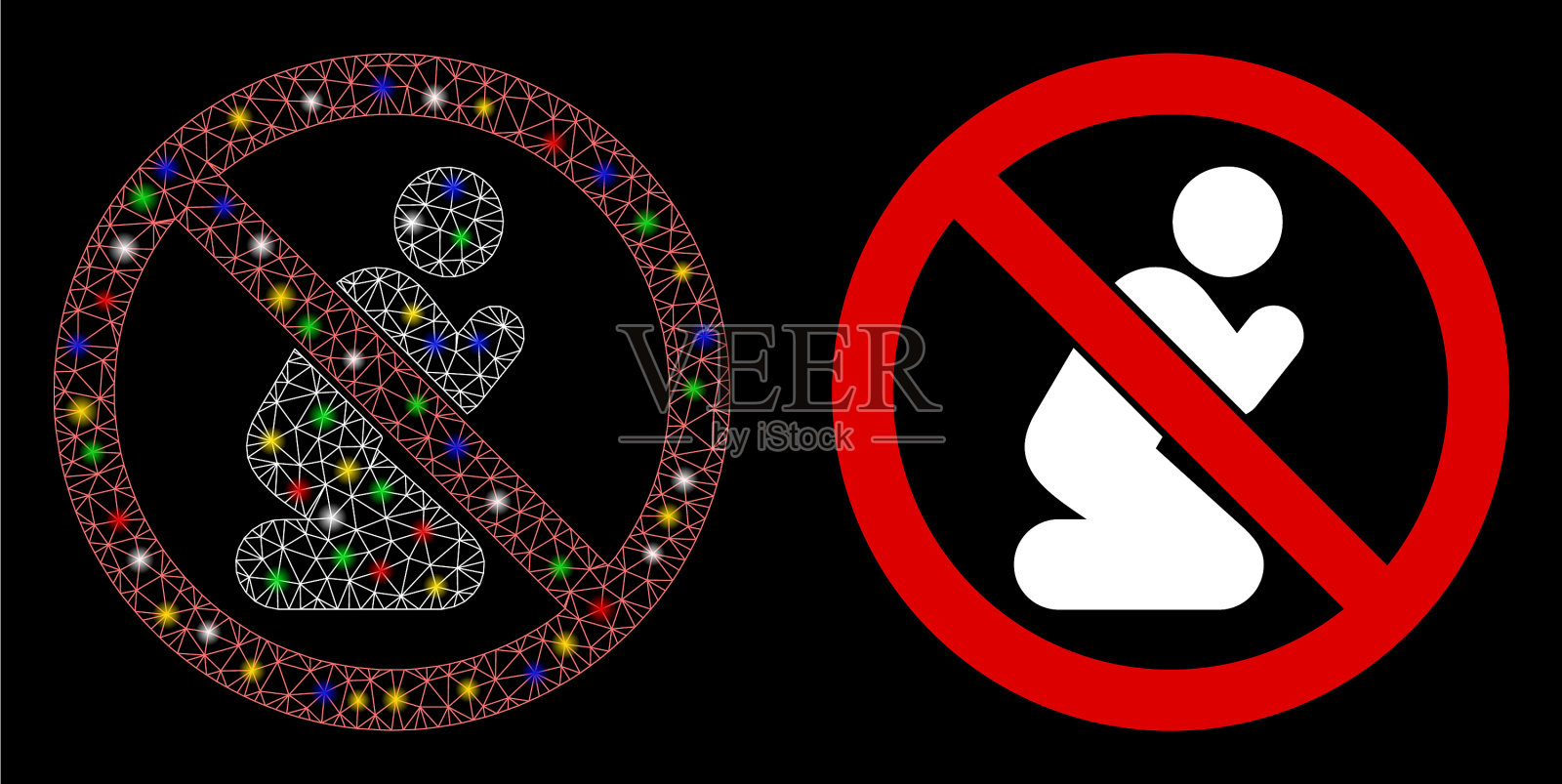 发光的网格2d没有祈祷与闪光点图标插画图片素材