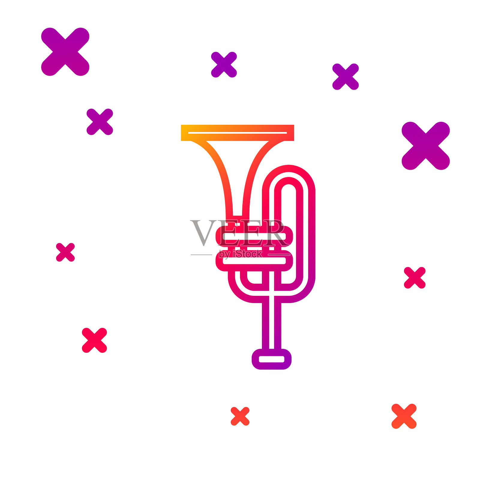 彩线乐器小号图标插画图片素材