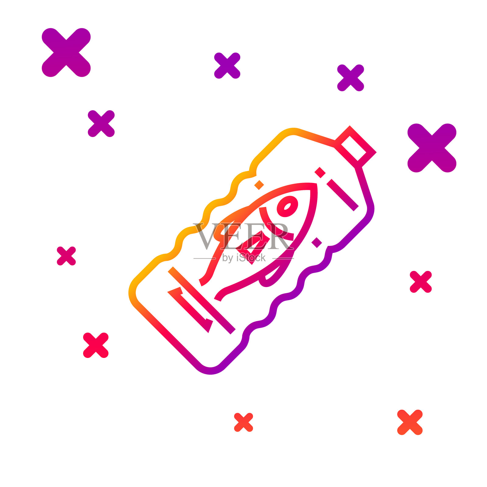 彩色线停止海洋塑料污染图标插画图片素材