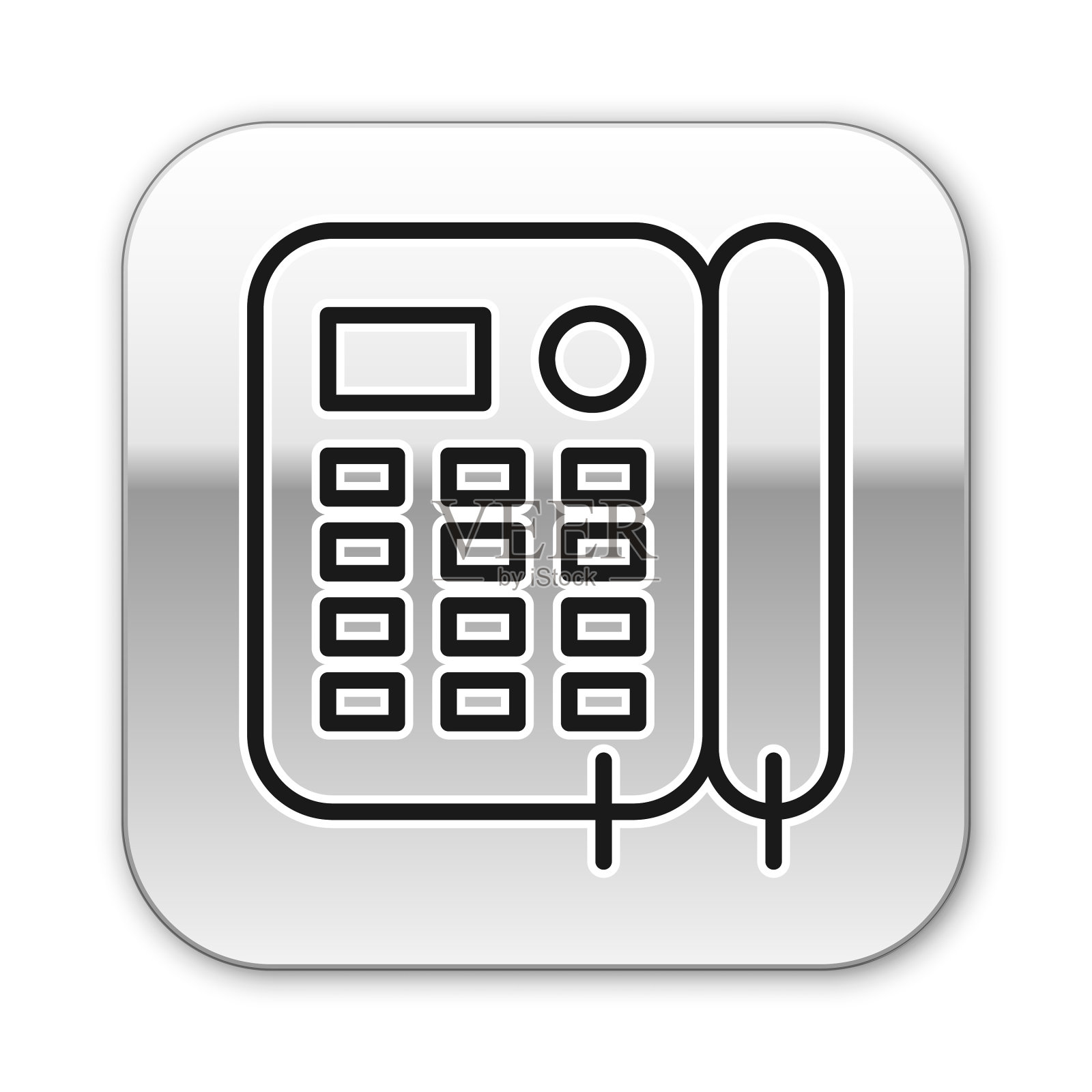 黑线电话图标孤立在白色上图标素材