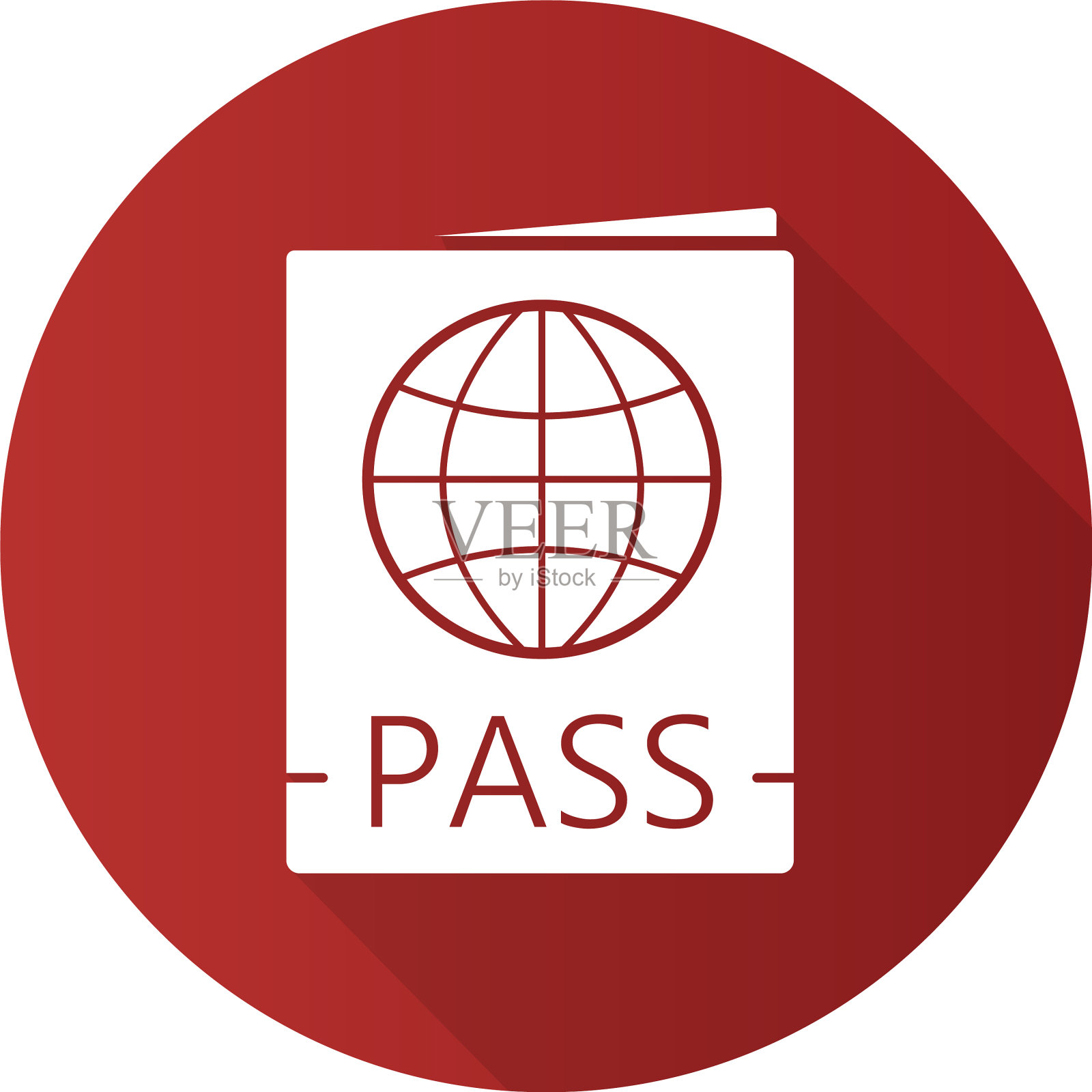 国际护照平面设计长阴影设计元素图片