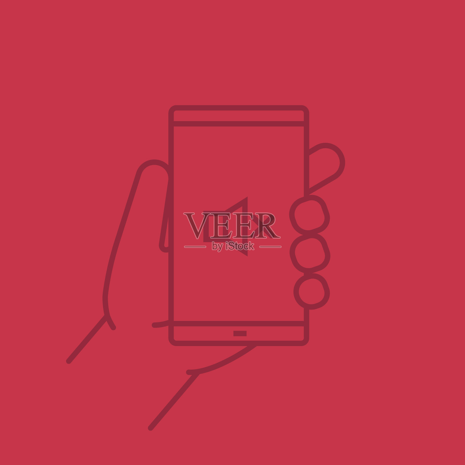 手持智能手机颜色线性图标插画图片素材