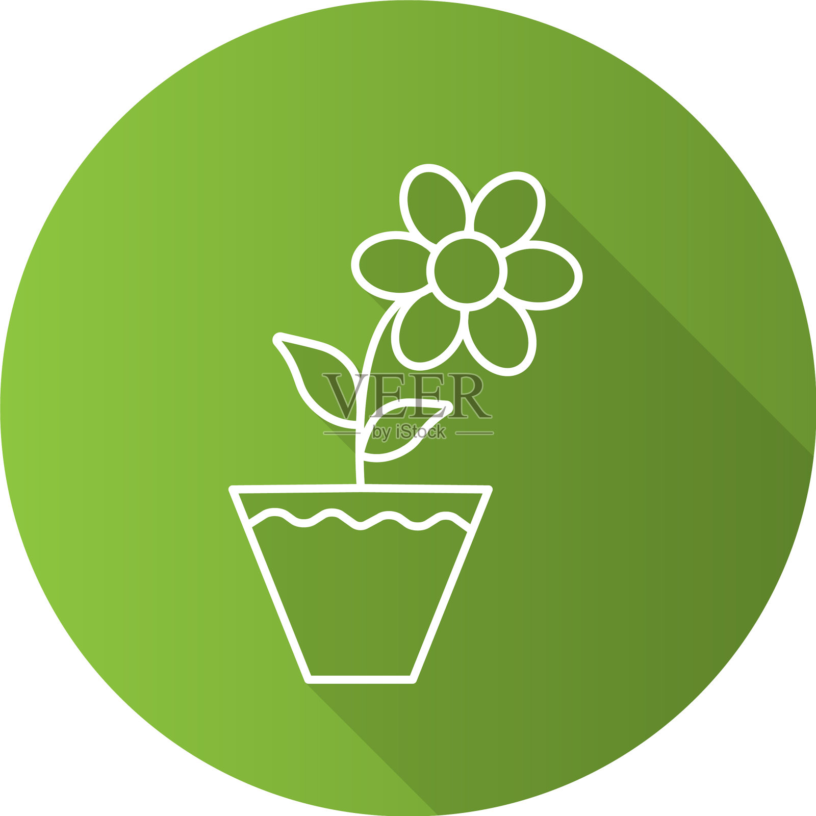 番红花在花盆中平线性长影子图标设计元素图片