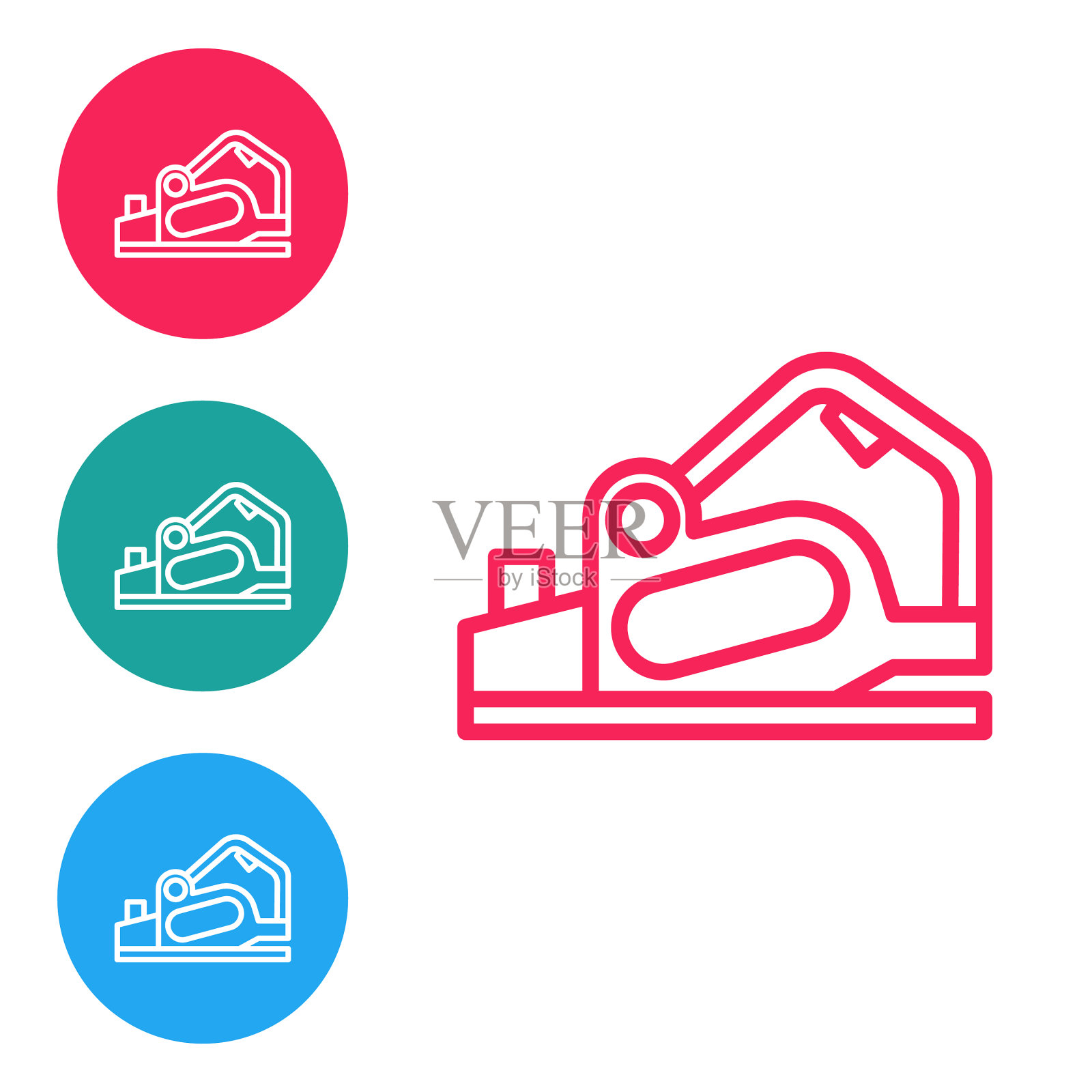 红色线电动刨床工具图标隔离上图标素材