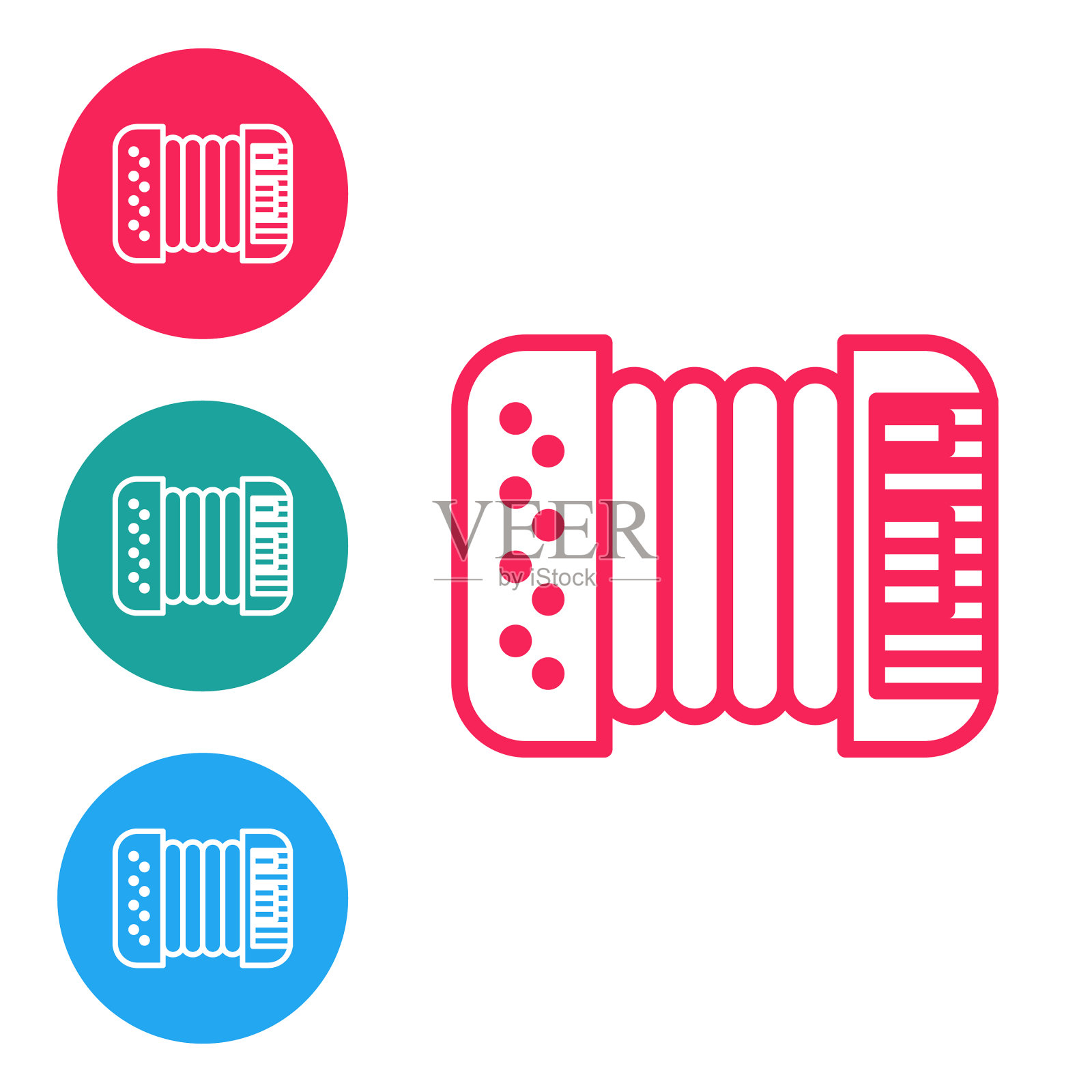 红线乐器手风琴图标图标素材