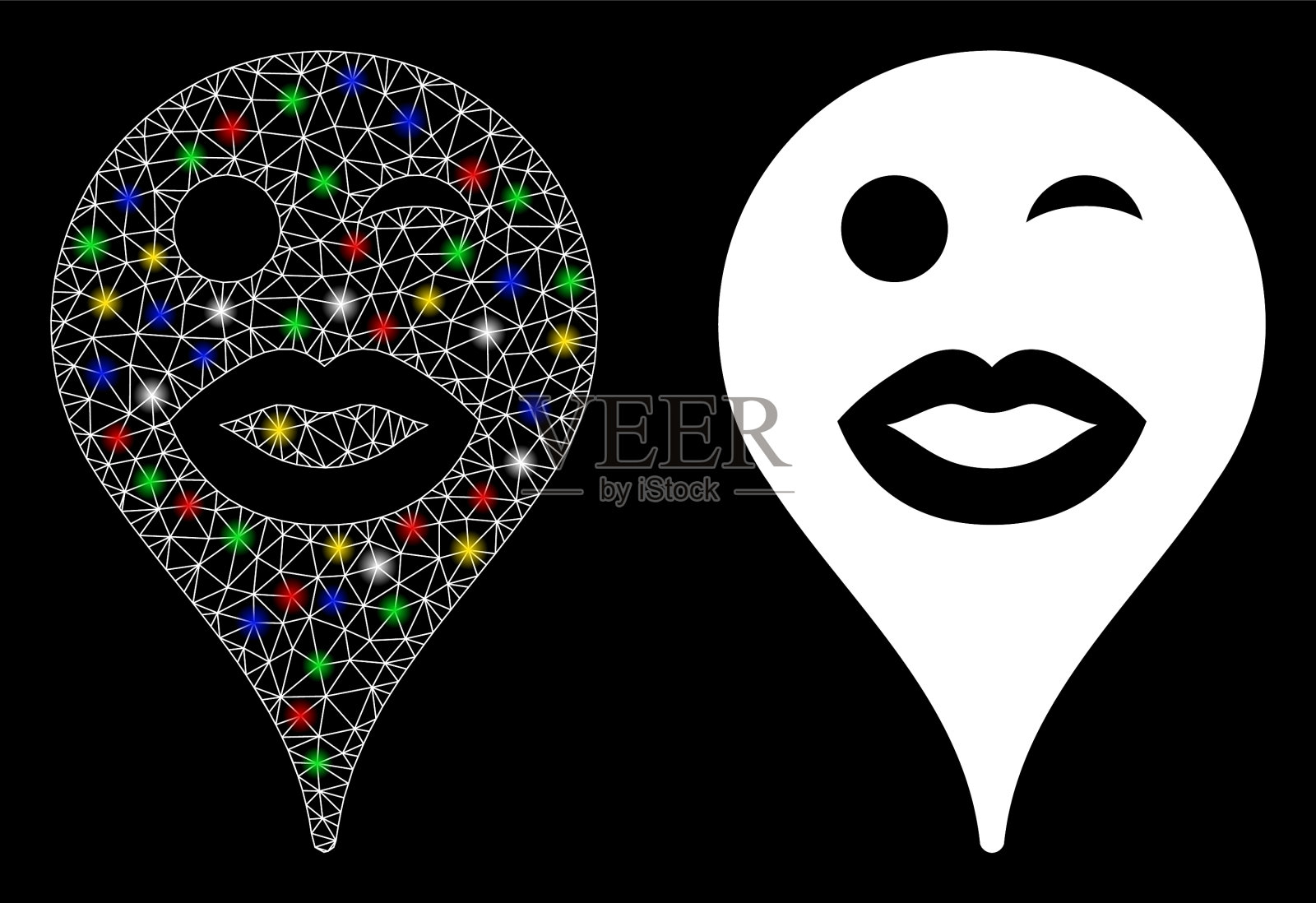 闪光网网络女士眨眼微笑地图标记图标素材