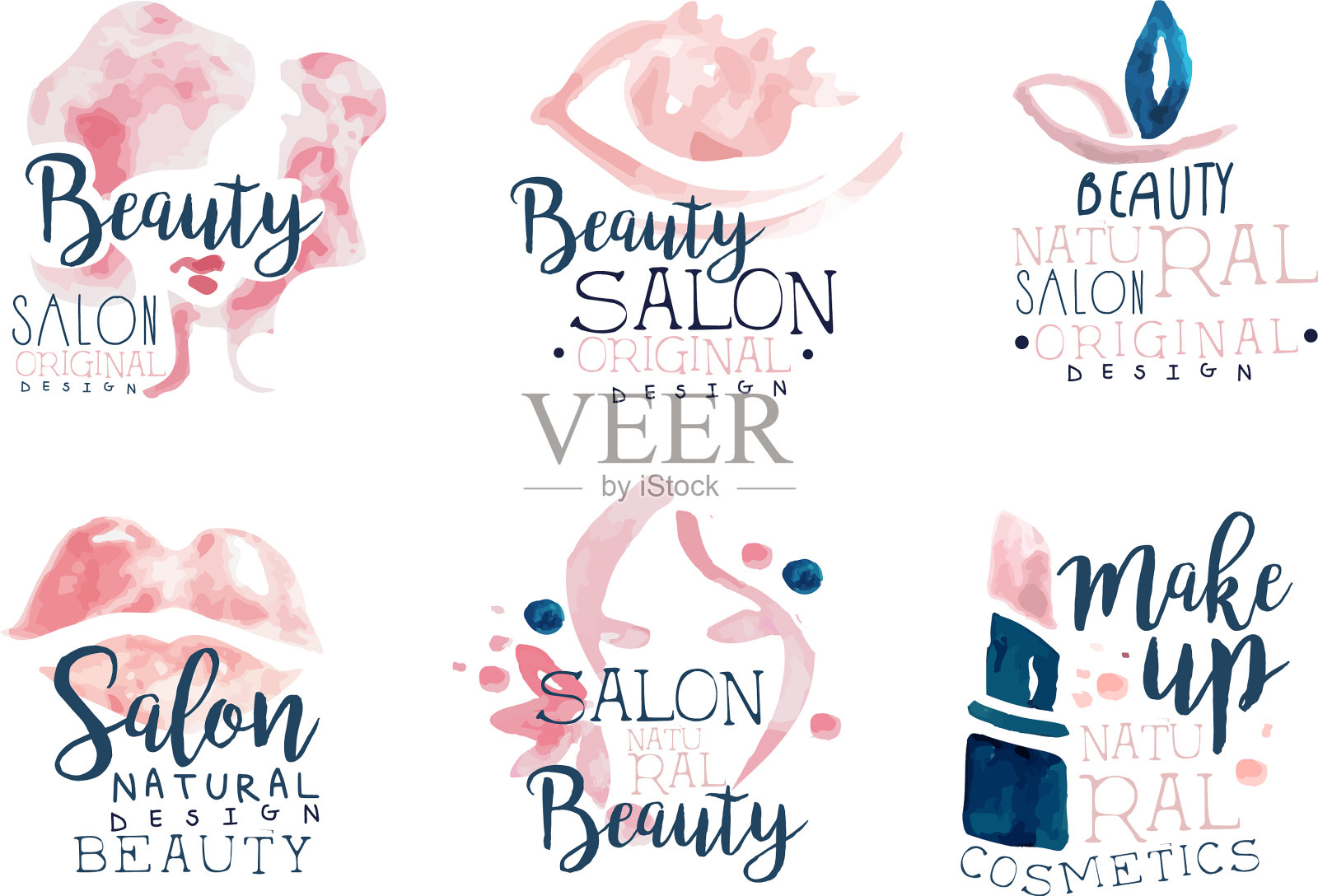 美容院标志或标签设计套装图标素材