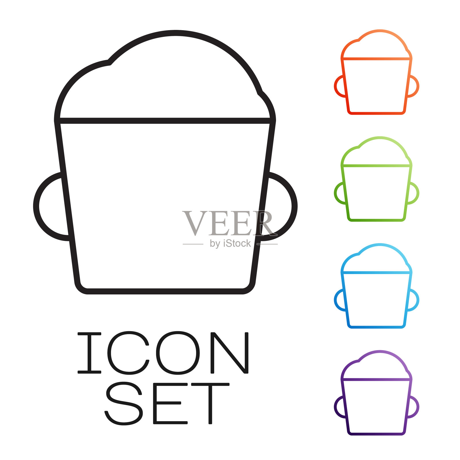 黑线面包碗面团图标孤立上图标素材