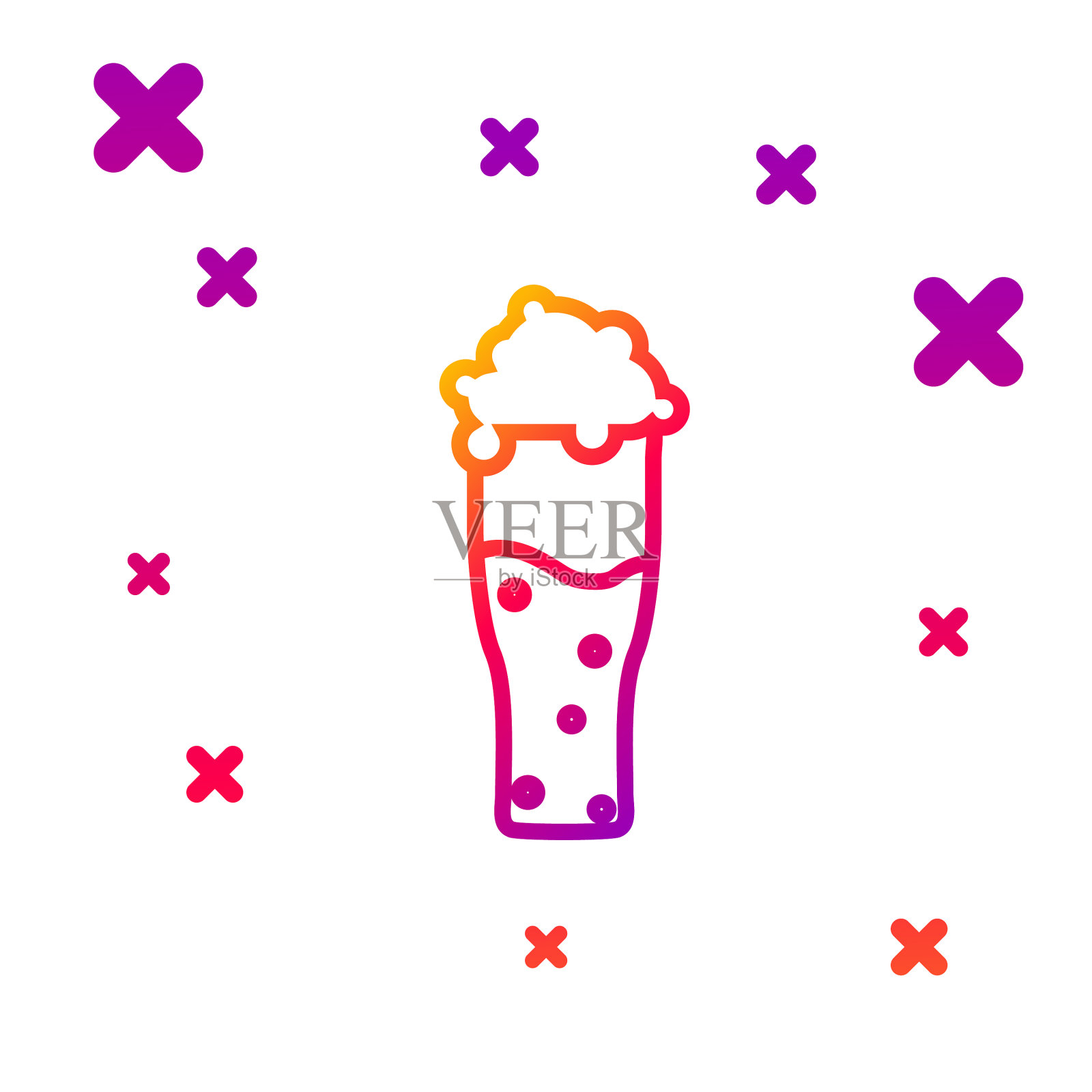 颜色线玻璃啤酒图标孤立在白色插画图片素材