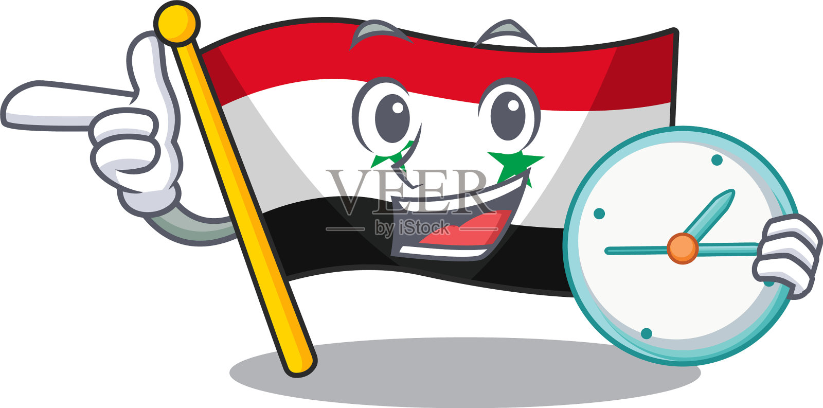 微笑旗帜叙利亚卷轴卡通人物风格插画图片素材
