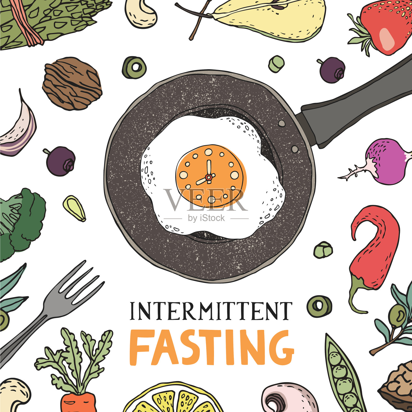 间歇性禁食饮食概念插画图片素材