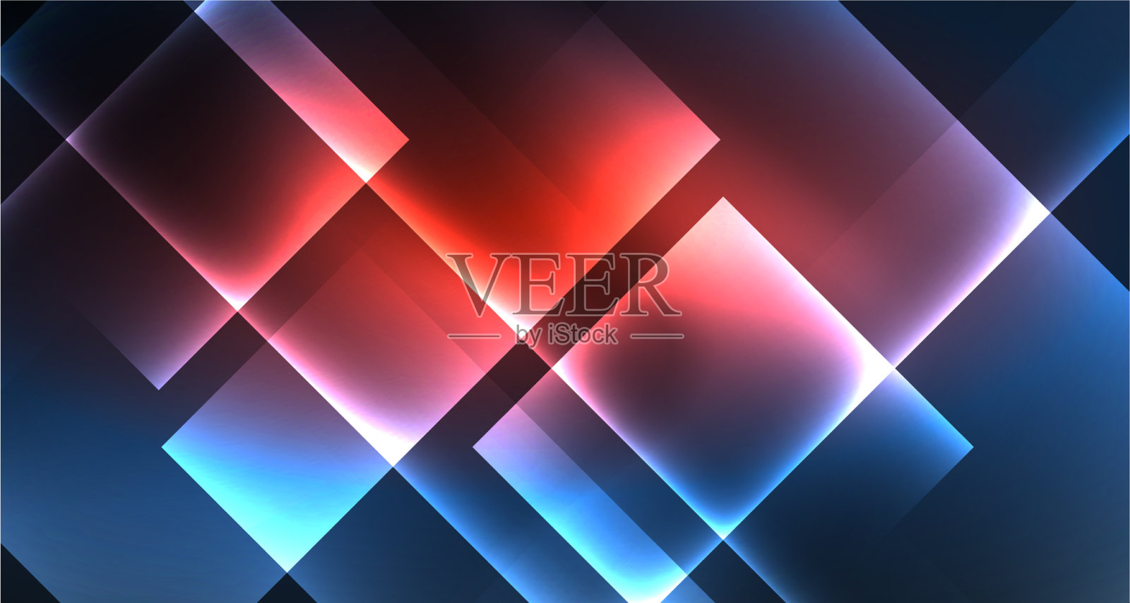 霓虹发光的科技方形矩形线蓝色插画图片素材