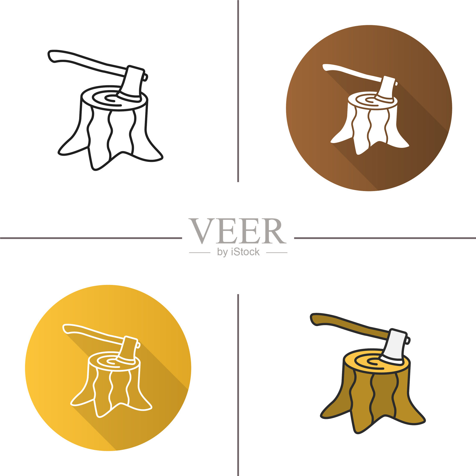 森林砍伐图标插画图片素材