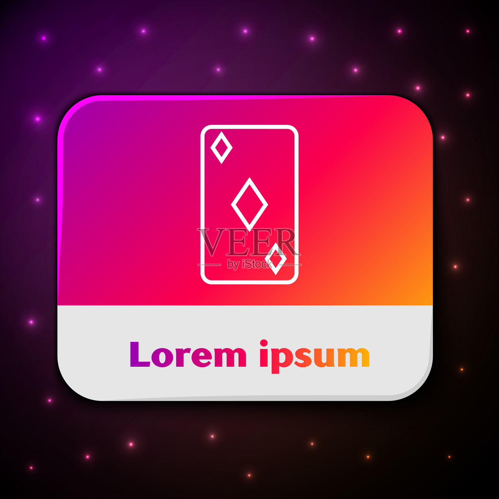 白线扑克牌与钻石符号图标插画图片素材