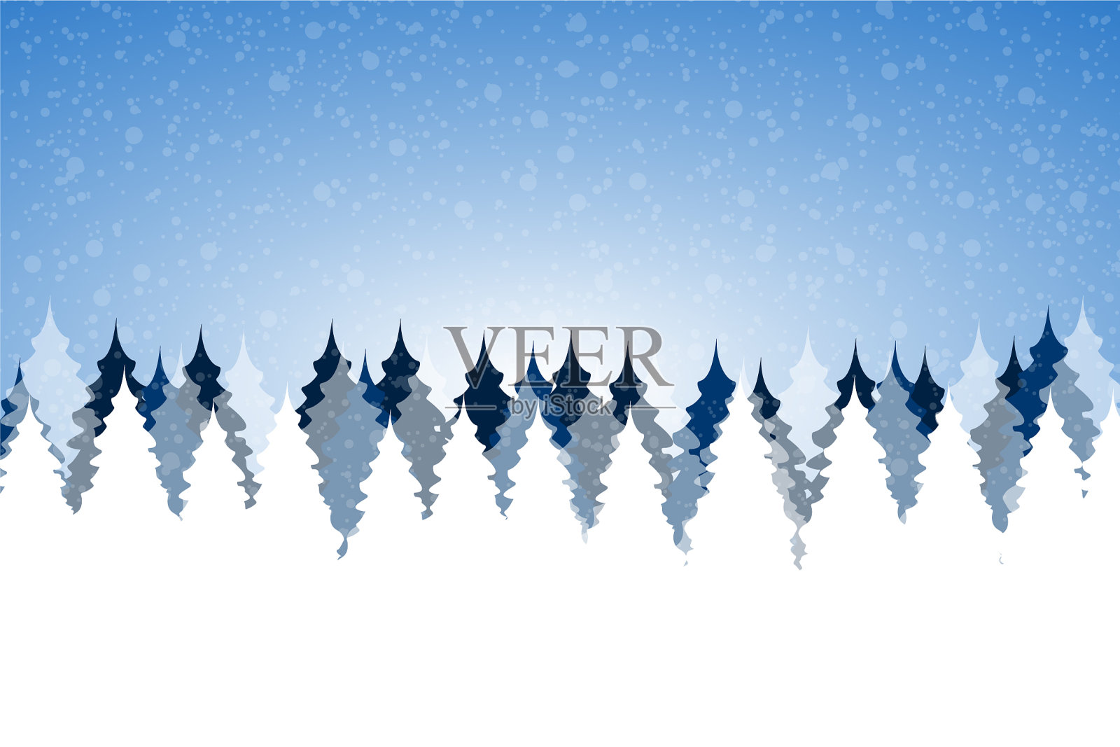 圣诞雪林和圣诞树插画图片素材