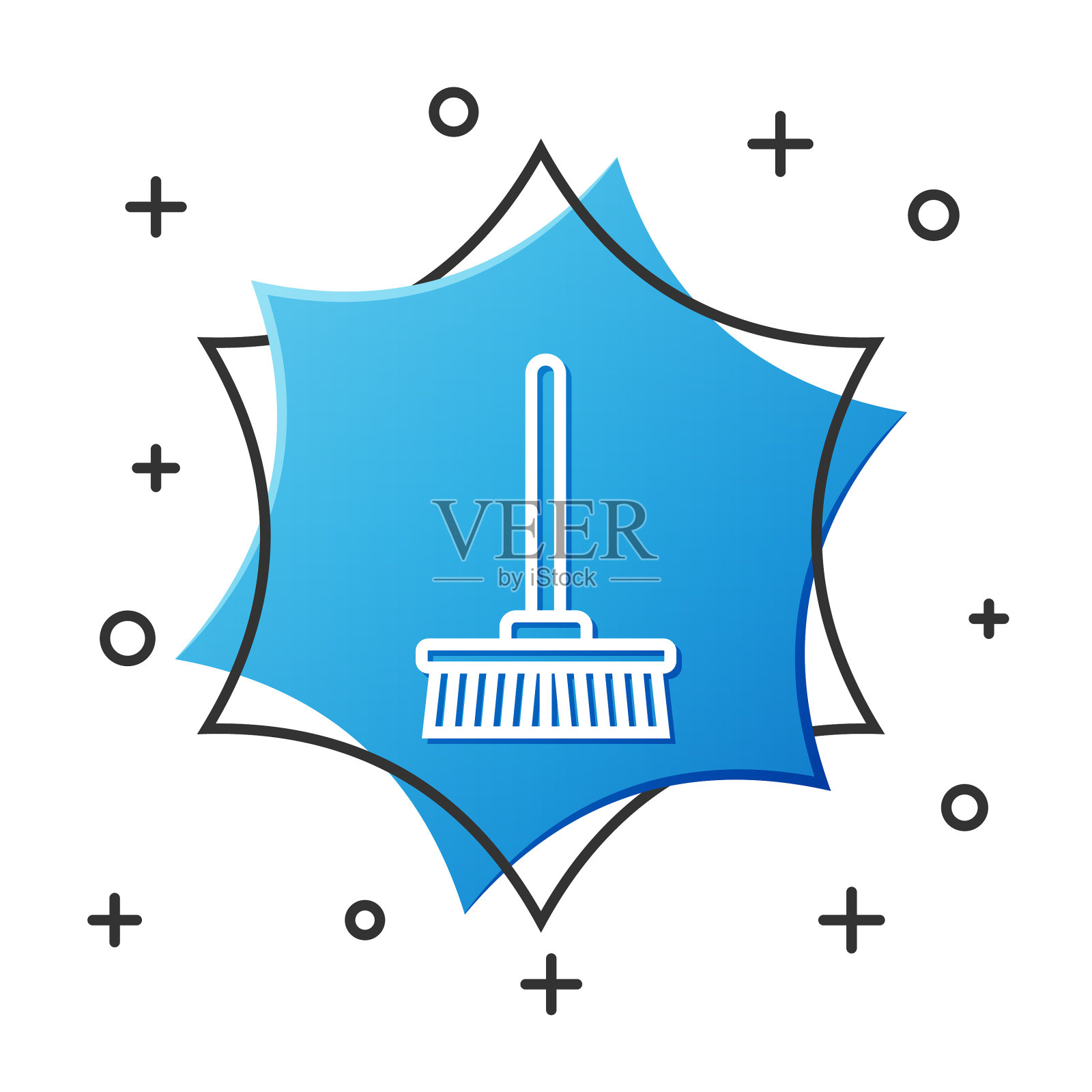 白色线拖把图标孤立在白色背景上插画图片素材