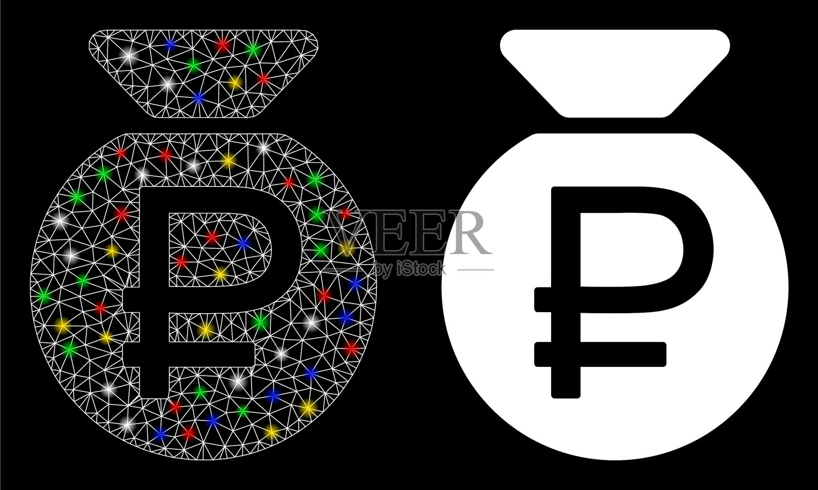 耀斑网体卢布基金图标与耀斑插画图片素材