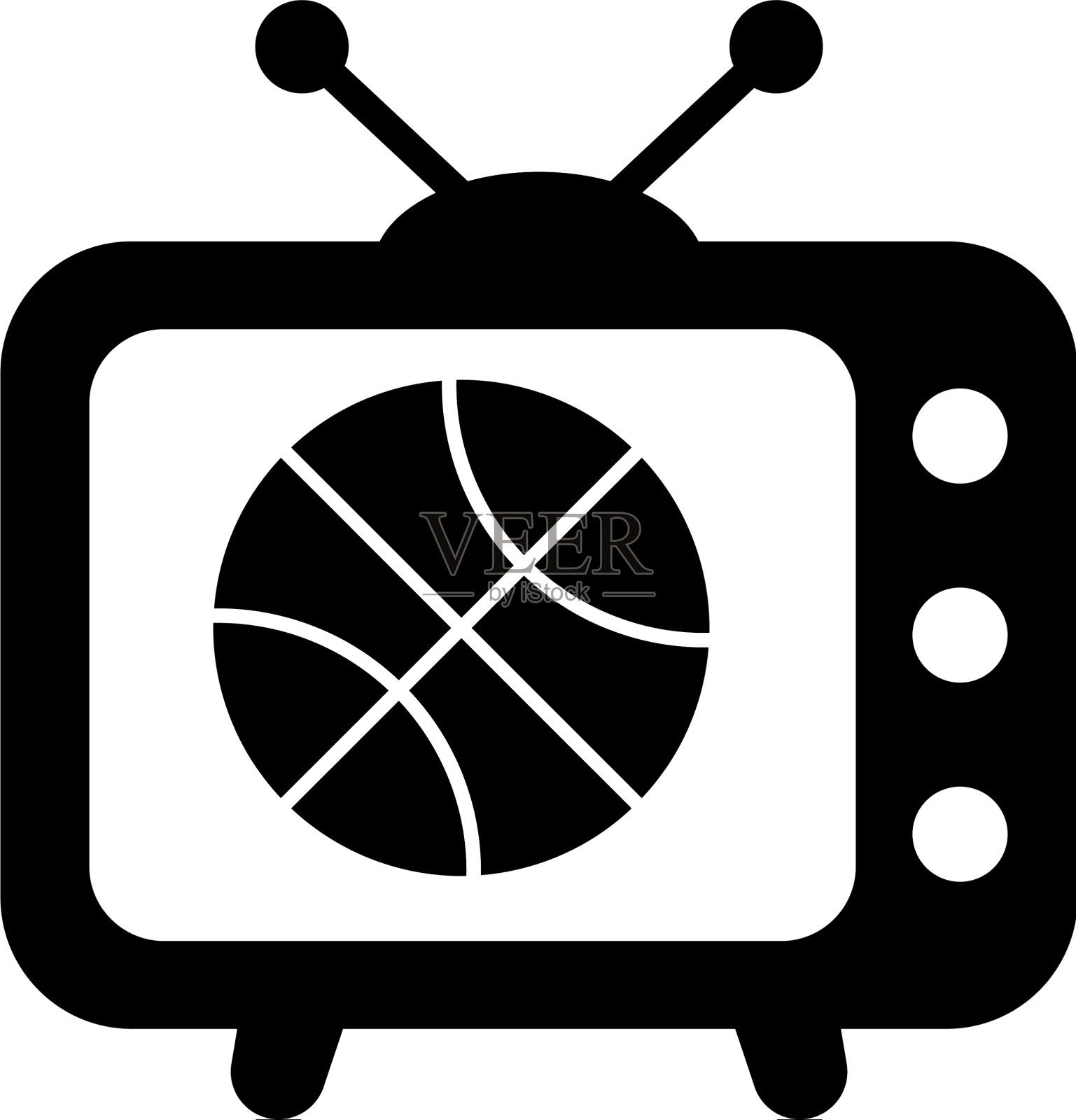 黑人篮球比赛在电视节目孤立图标插画图片素材