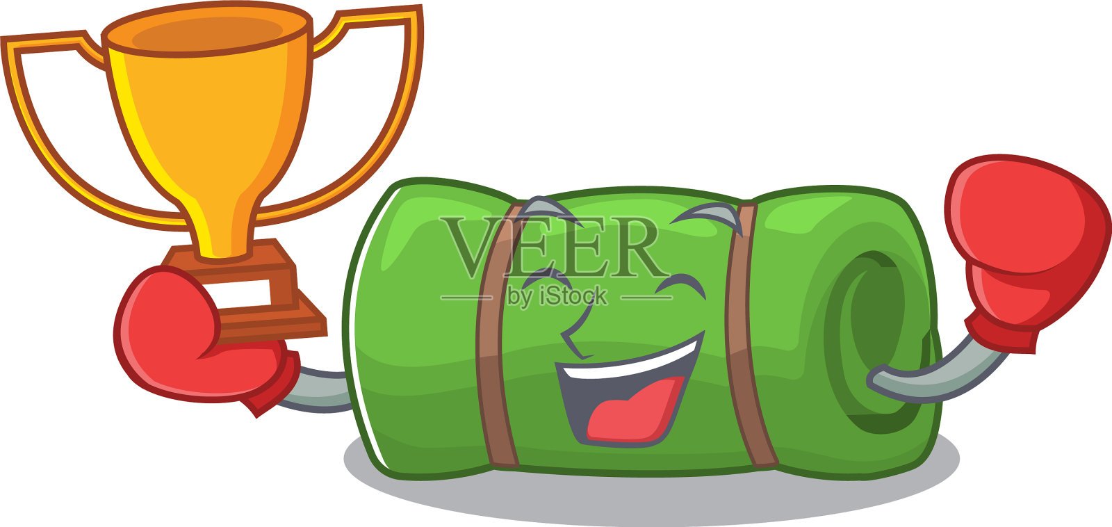 超级酷的拳击赢家露营垫卷轴设计元素图片